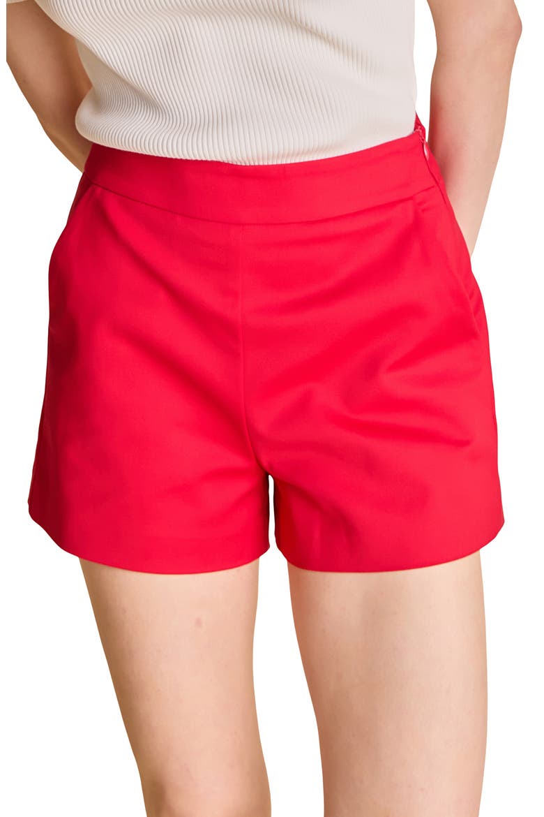 High Waist Stretch Shorts, Alternate, color, RED