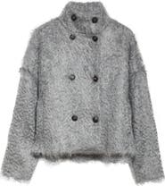Eleventy Double Breasted Faux Shearling Jacket