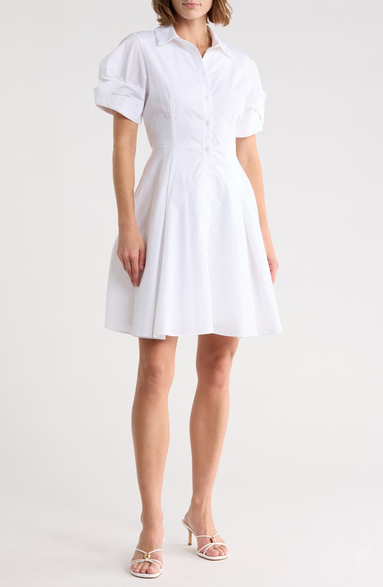 Ted Baker Short Sleeve Cotton Shirtdress, Main, color, Ultra White