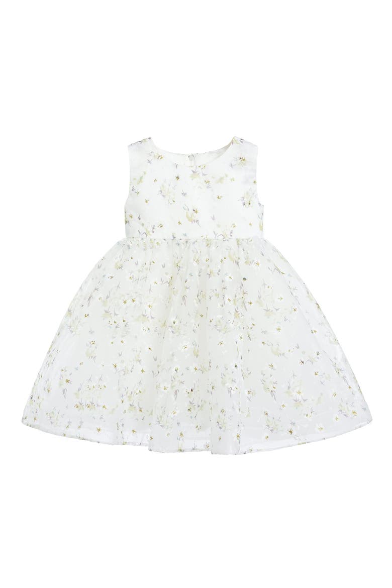 Floral Patterned Bow Dress, Main, color, Ivory