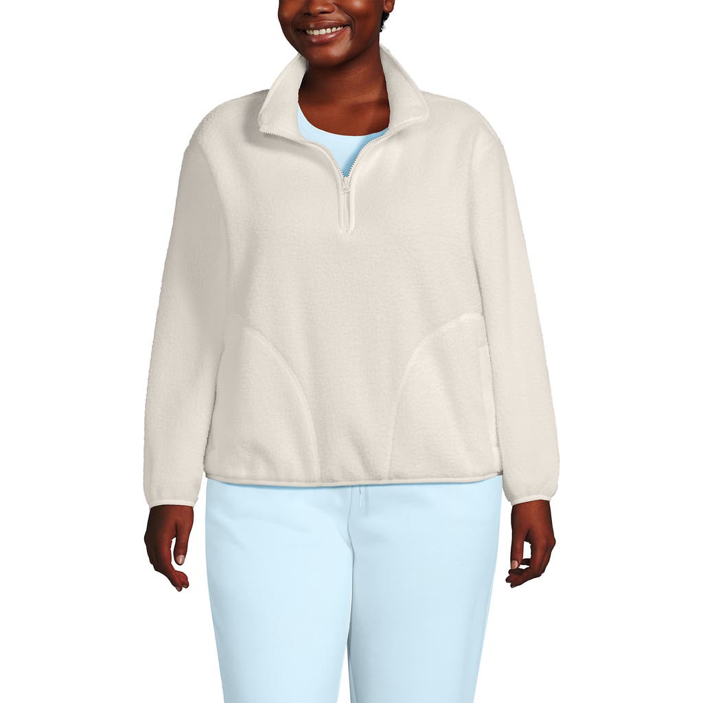 Lands' End Plus Size Half Zip Cozy High Pile Fleece Pullover In Gray