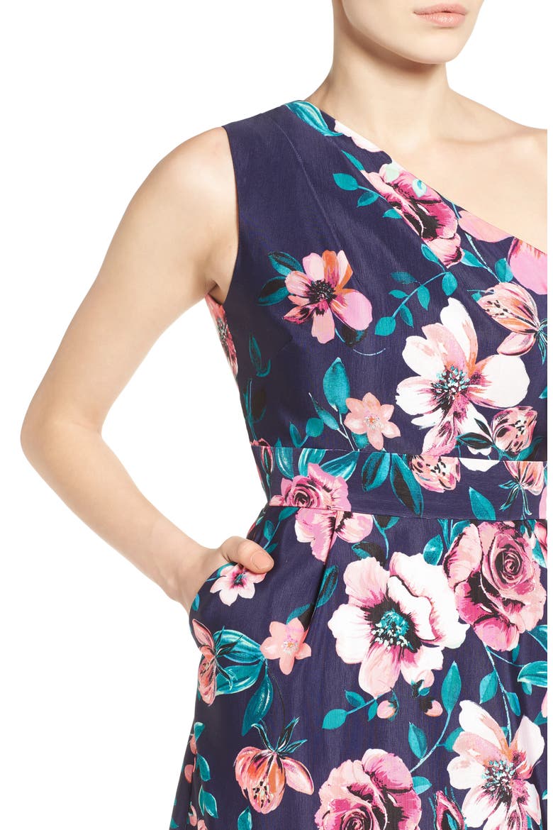 One-Shoulder Sheath Dress, Alternate, color, NAVY/ PINK
