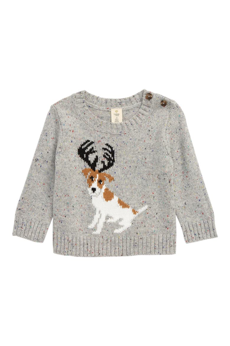 Intarsia Sweater, Main, color, GREY ASH HEATHER REINDOG