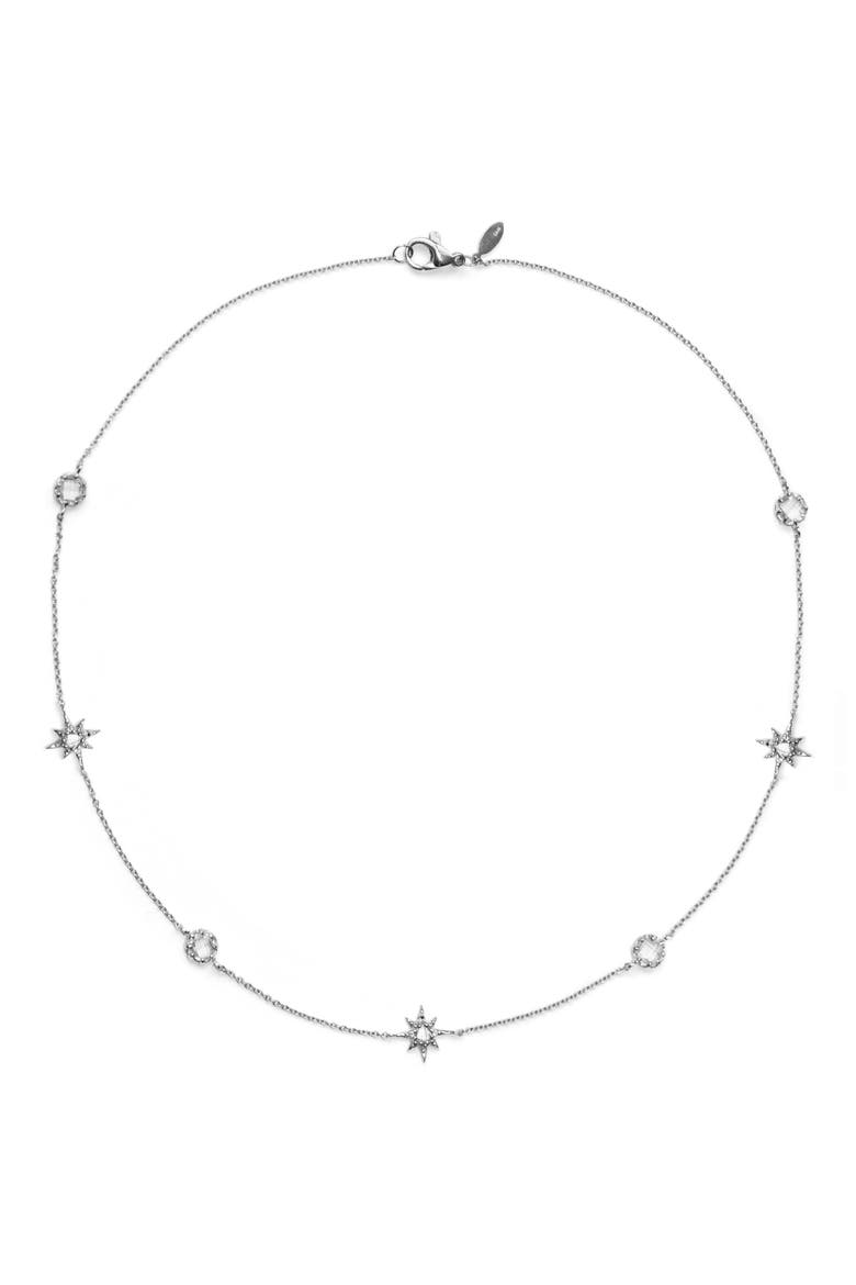 Starburst White Topaz Charm Necklace, Main, color, SILVER