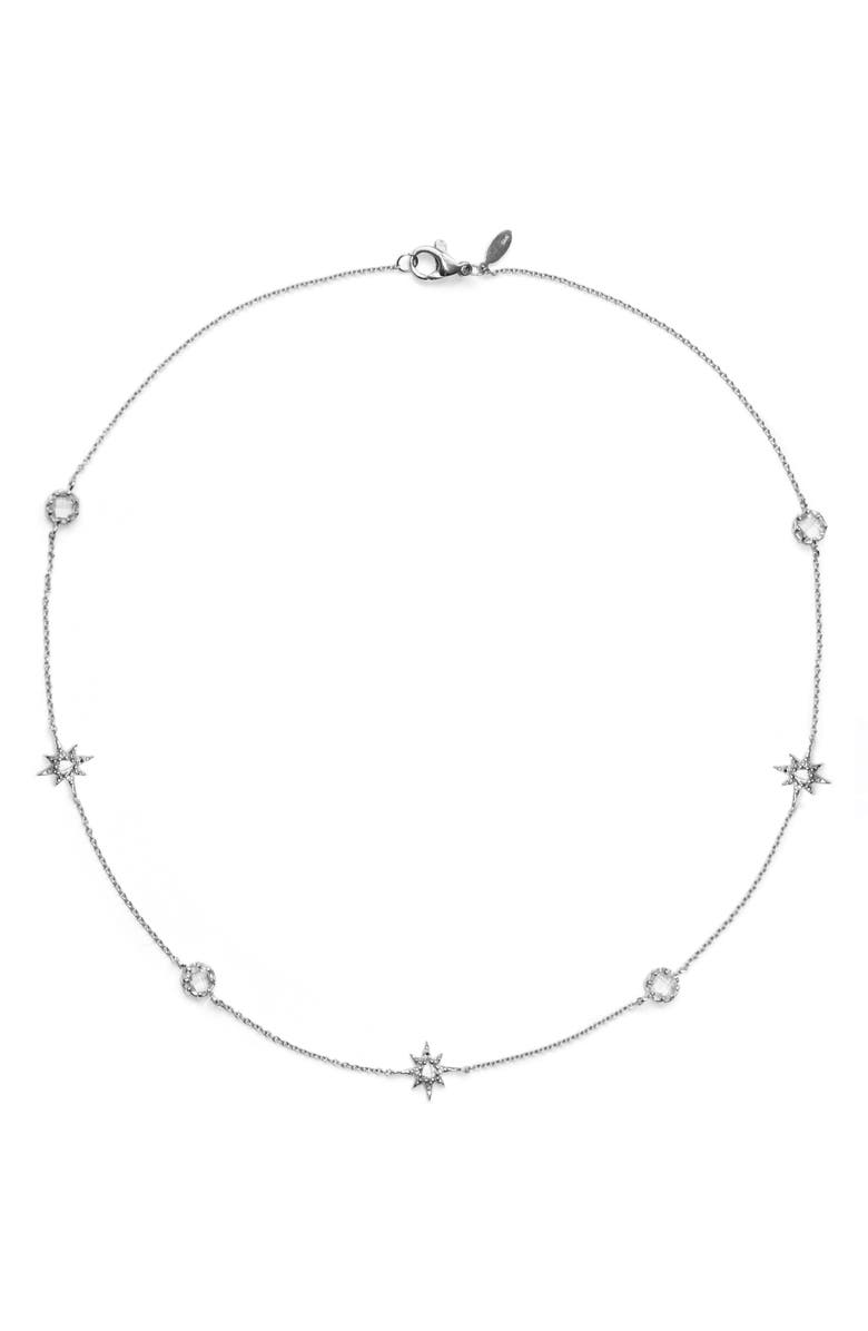 Anzie Starburst White Topaz Charm Necklace, Main, color, 