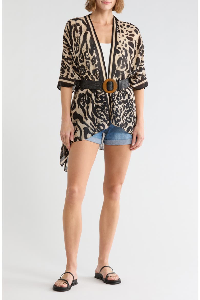Mixed Animal Print Topper, Main, color, BLACK