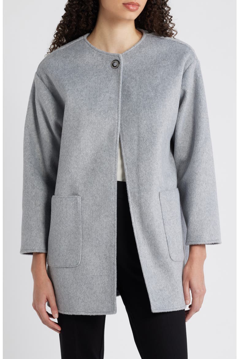 Snap Felt Coat, Main, color, LIGHT HEATHER GREY