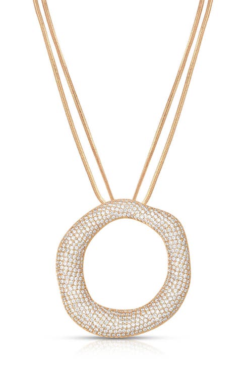 Pavé Cubic Zirconia Open Circle Pendant Necklace