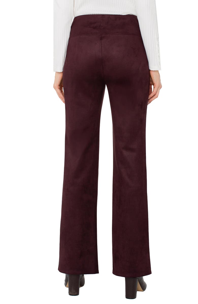 Liverpool Los Angeles Pearl Pintuck Pull-On Flare Faux Suede Pants, Alternate, color, Dark Oxblood