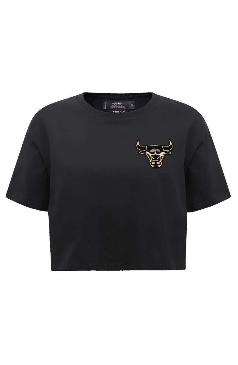 PRO STANDARD Women's Pro Standard Black Chicago Bulls Holiday Glam Boxy T-Shirt, Alternate, color, Black