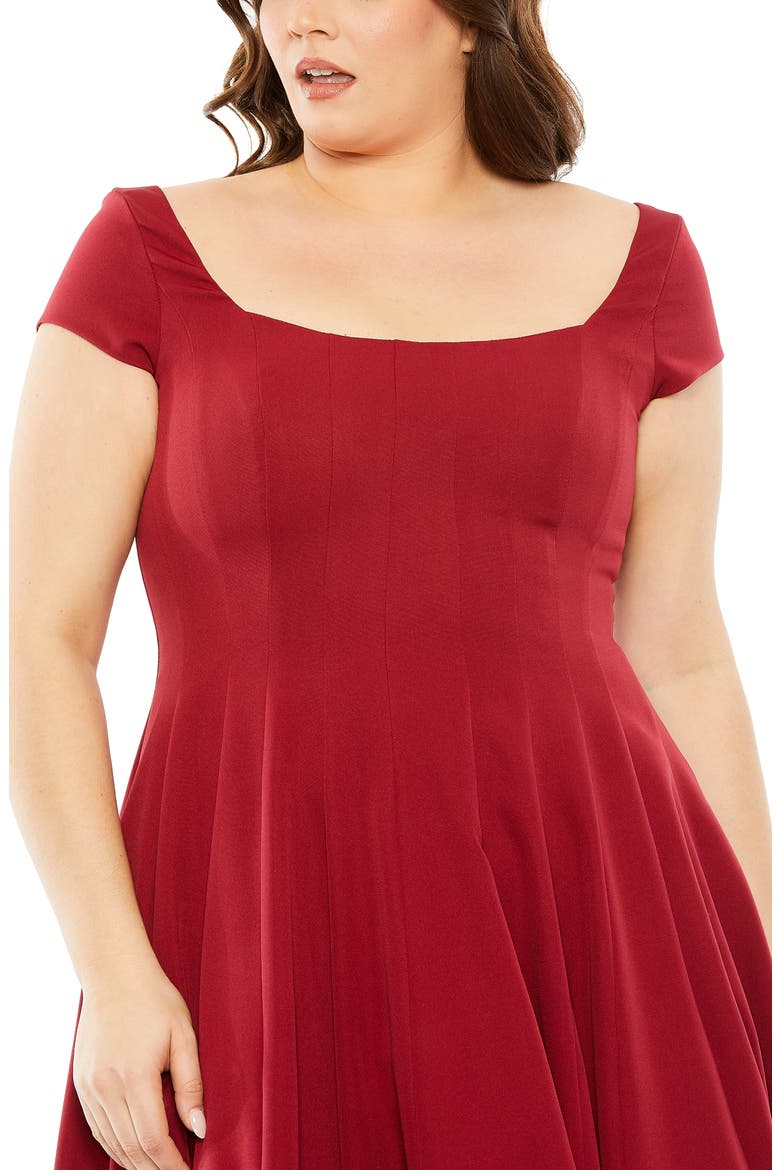 Cap Sleeve Square Neck Ballgown, Alternate, color, WINE