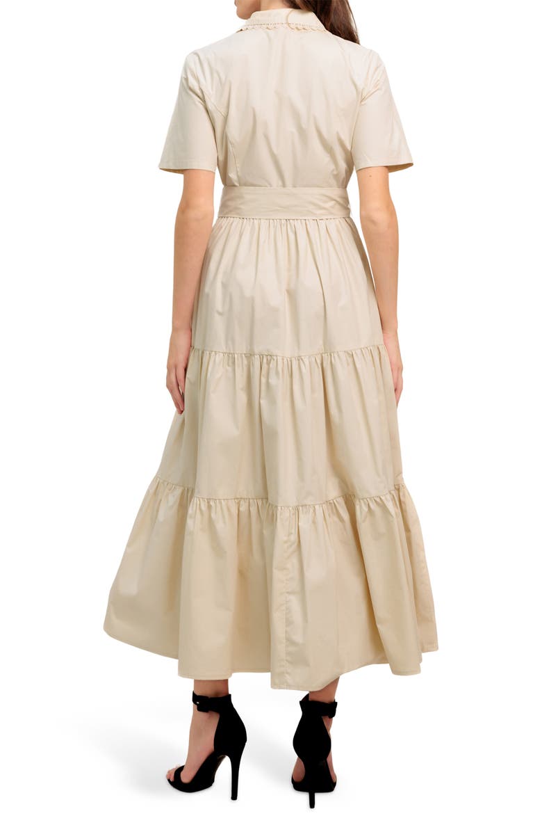 FLYING TOMATO Scalloped Collar Maxi Dress, Alternate, color, Beige