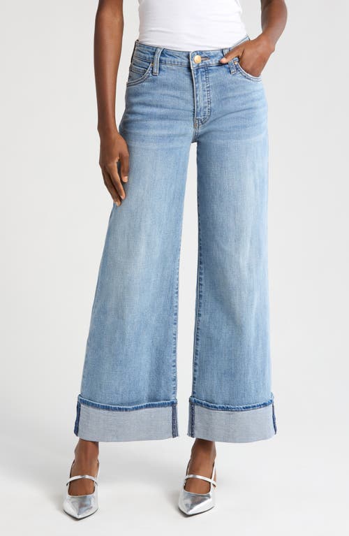 Kut From The Kloth Meg Fab Ab High Waist Cuffed Hem Wide Leg Jeans In Charming Blue
