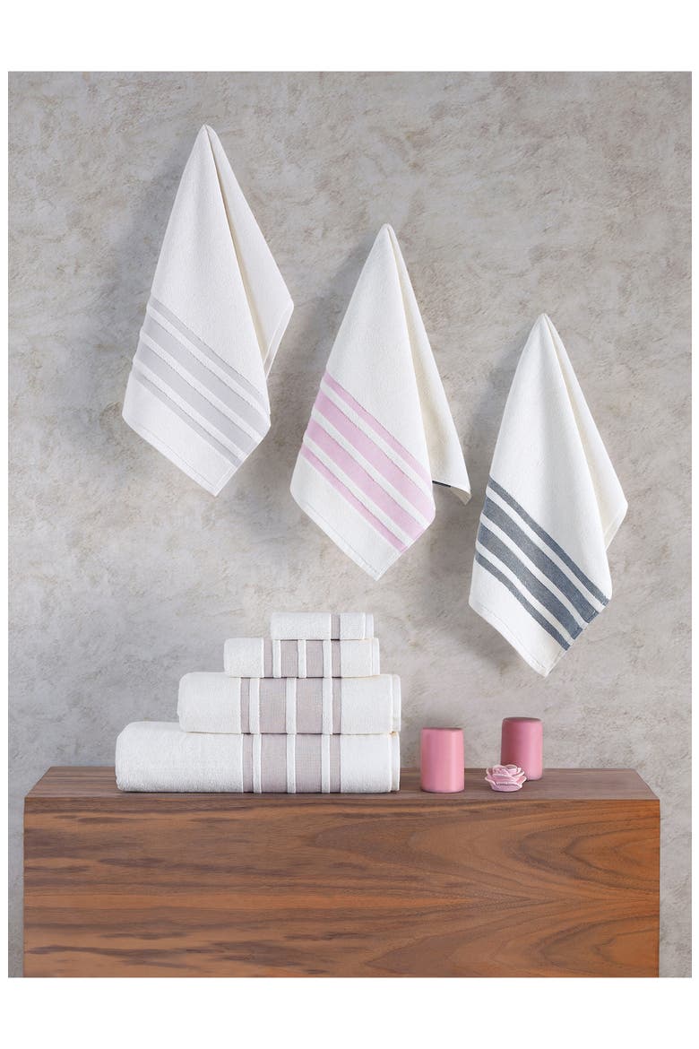 Contrast Border 4-Piece Towel Set, Alternate, color, TAUPE
