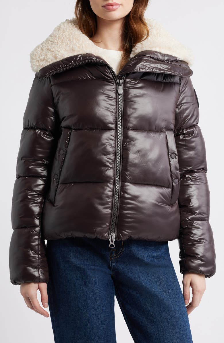 Save The Duck Moma Water Resistant Quilted Puffer Jacket, Main, color, Brown Black