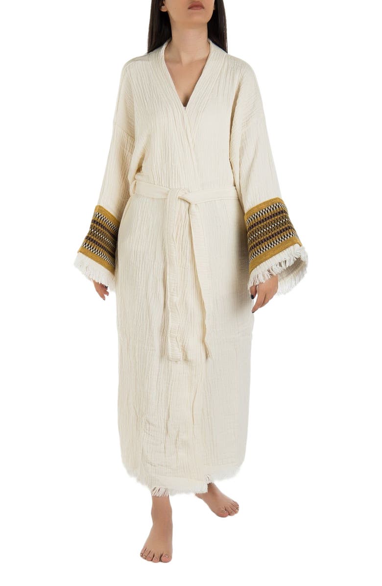 Forever & Always Shoes Kaia Emroidered Sleeve Handmade Kimono, Alternate, color, White 2