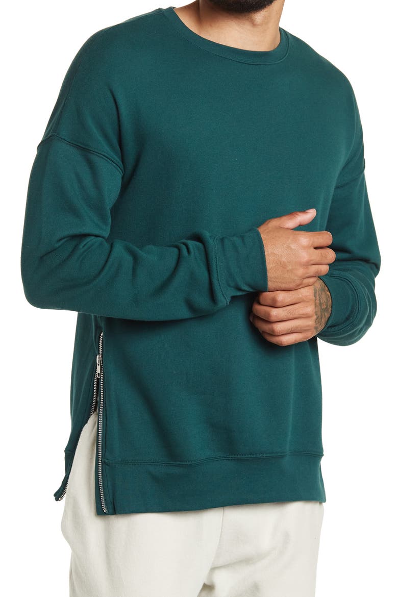 Side Zip Sweatshirt, Main, color, DEEP SEA
