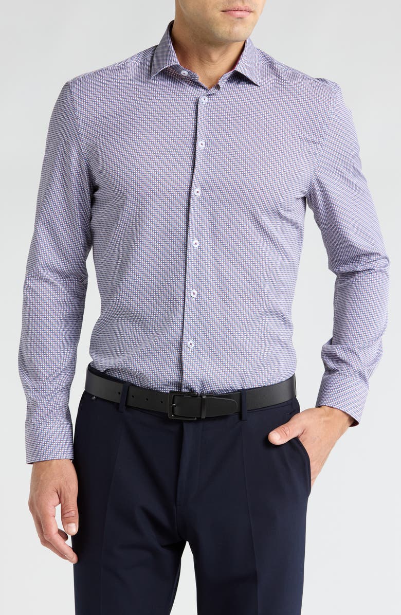 SOUL OF LONDON Geometric Print Button-Up Shirt, Main, color, 