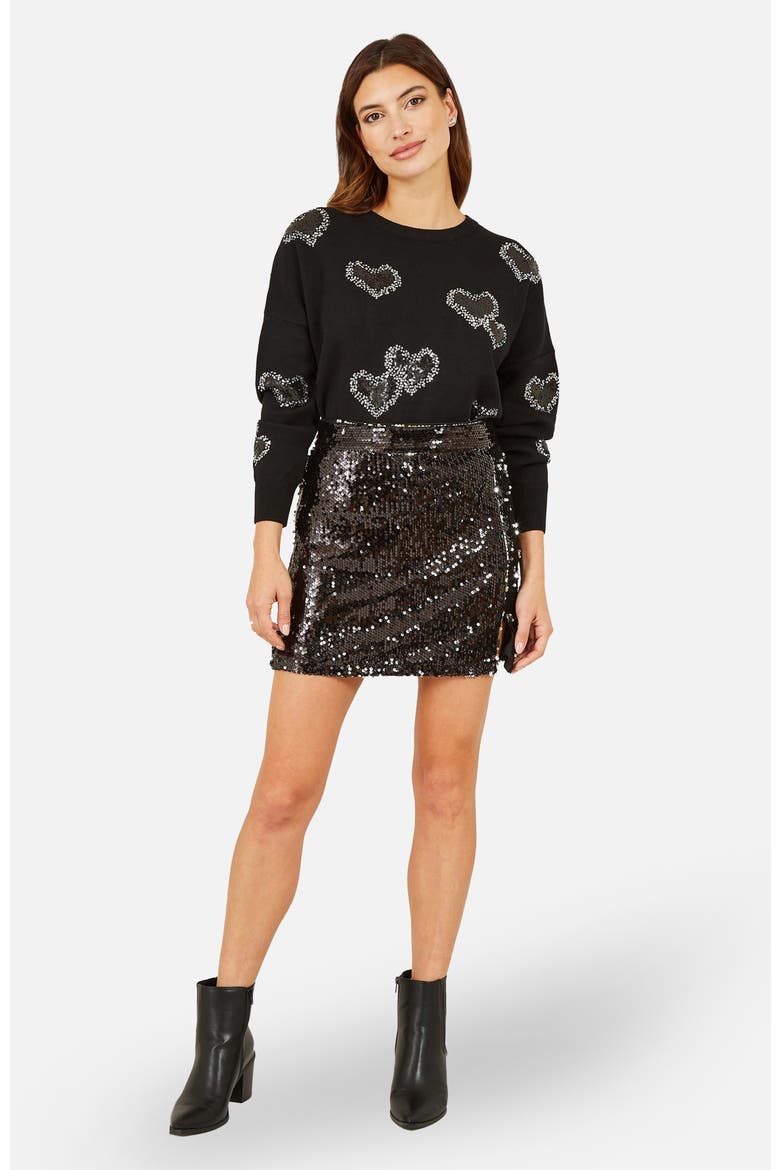 Sequin Mini Skirt, Alternate, color, Black