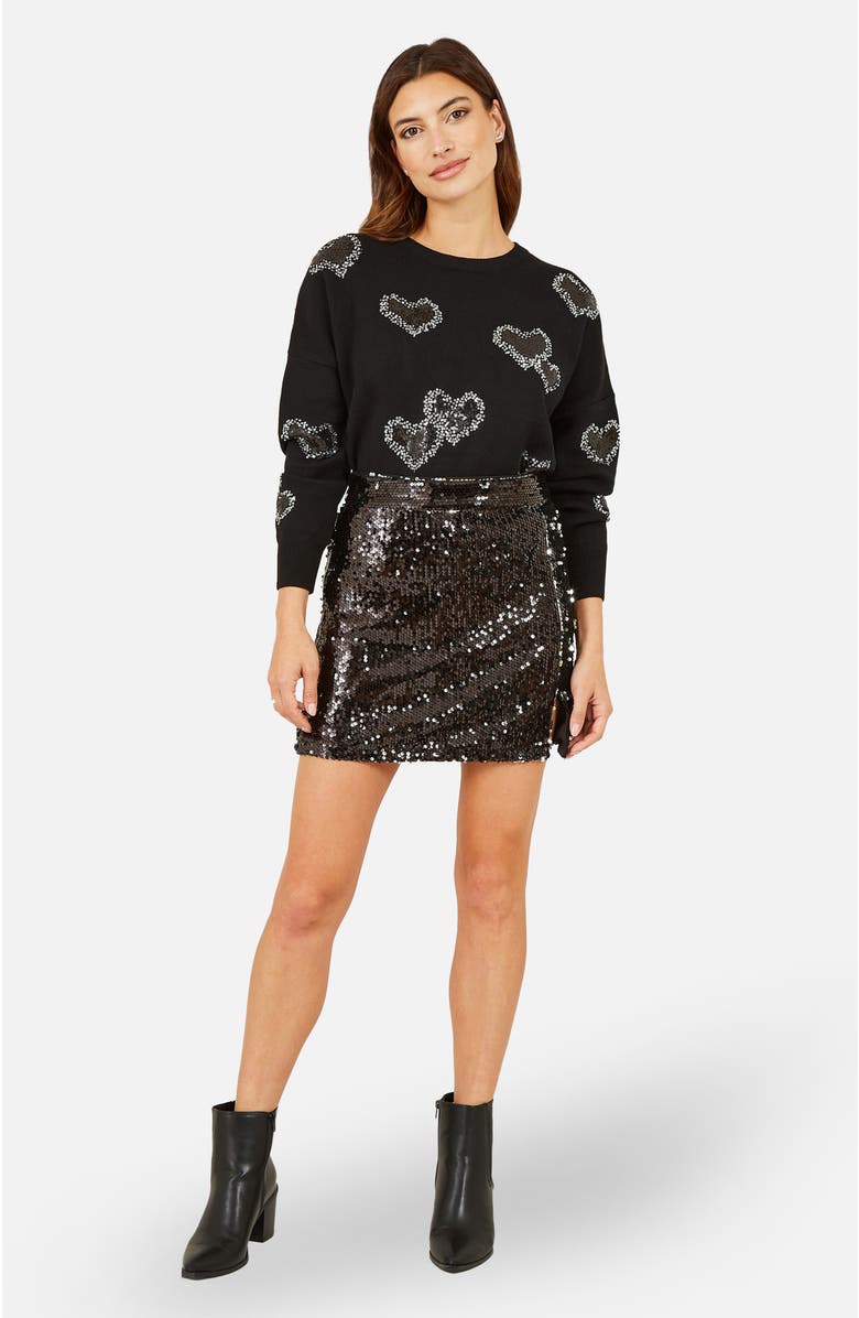 Yumi Sequin Mini Skirt, Alternate, color, Black