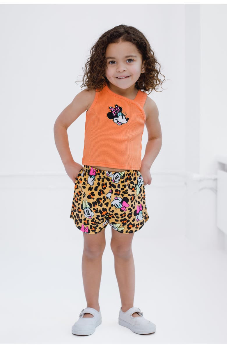 Disney Minnie Mouse Tank Top & French Terry Shorts Set, Alternate, color, Orange / Leopard Print