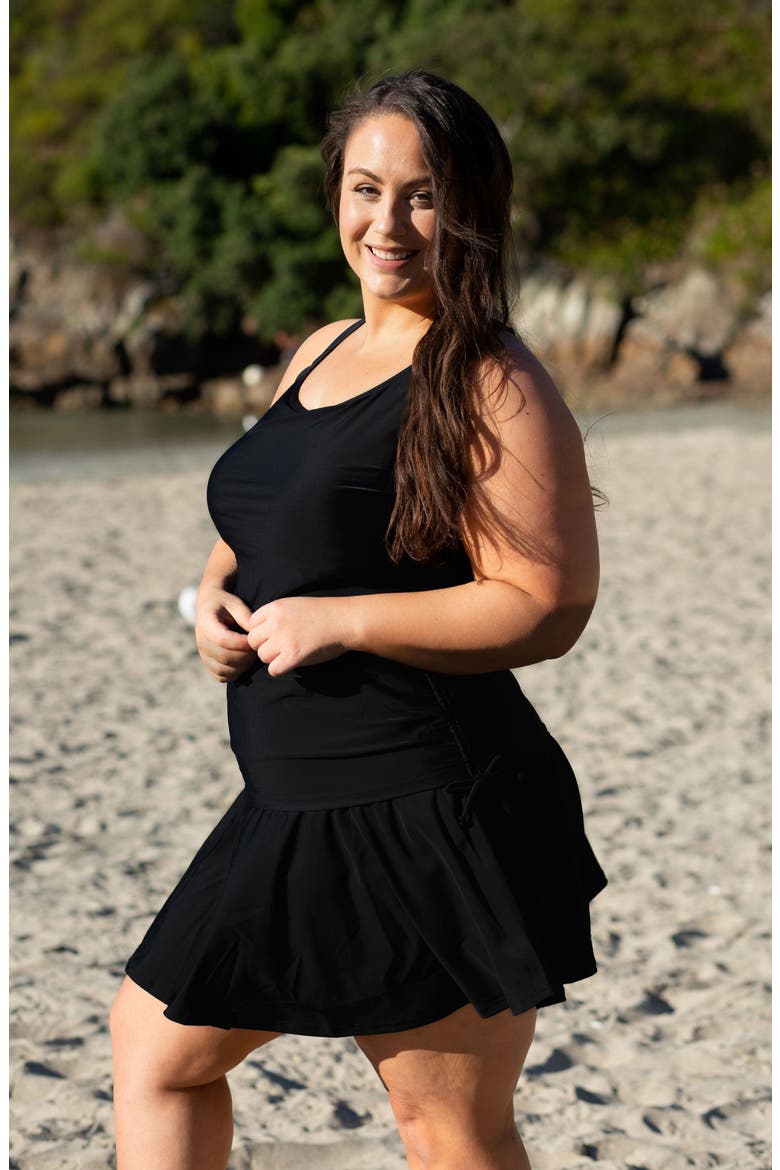 Plus Size Maya Tankini Swim Top With Built-in Bra, Alternate, color, Black