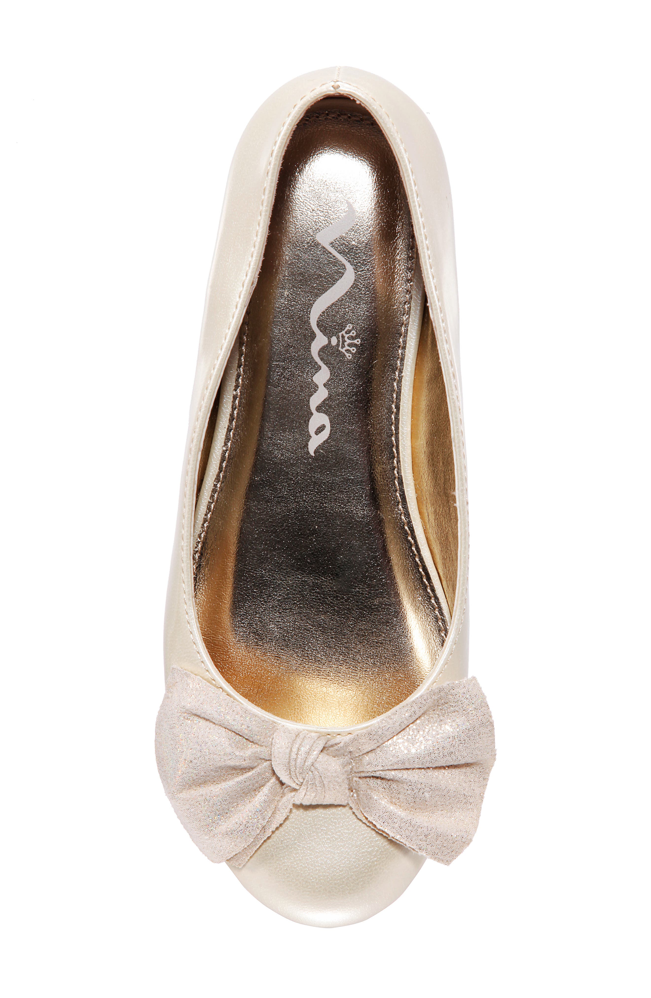 Glitter Bow Ballet Flat, Alternate, color, IVORY PATENT