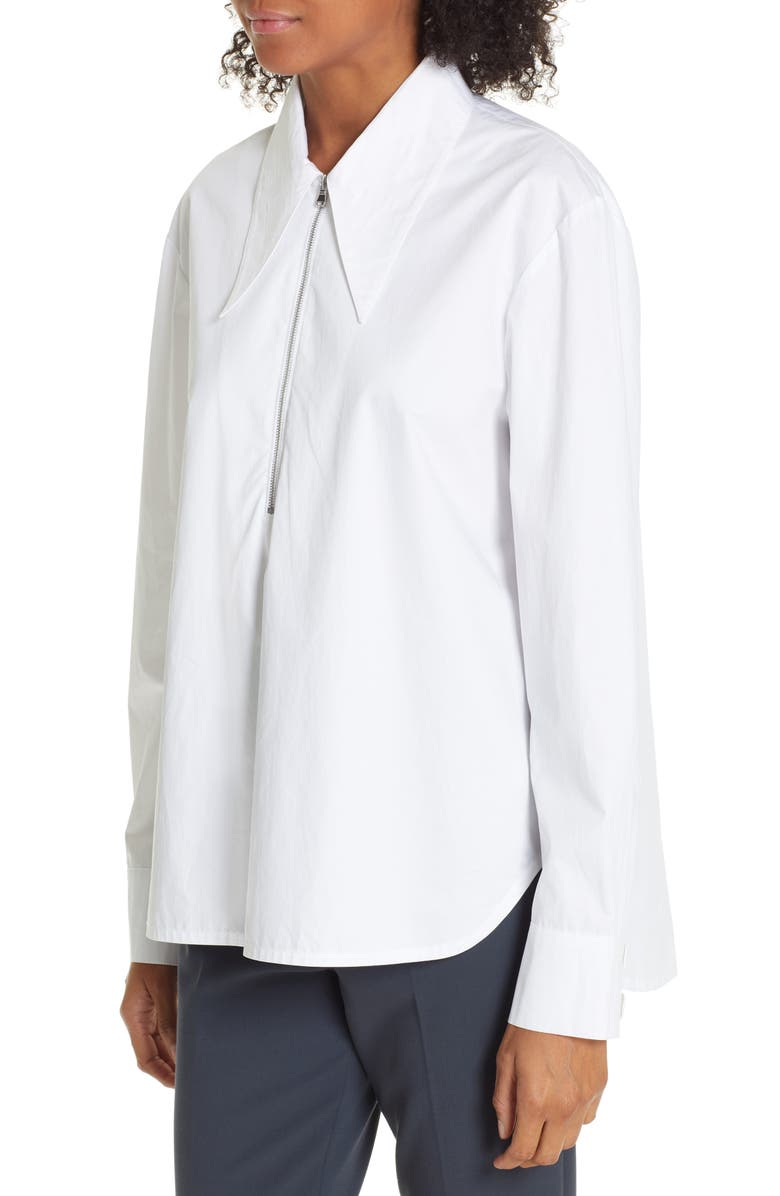Tibi Front Zip Tech Poplin Shirt, Alternate, color,