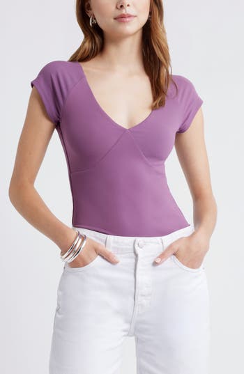 Open Edit Cap Sleeve Top In Purple