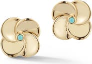 Ember Fine Jewelry <p>14K Gold Turquoise Flower Stud Earrings</p>