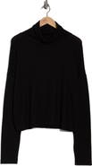 Renee C Cowl Neck Long Sleeve Brushed Knit Crop Top