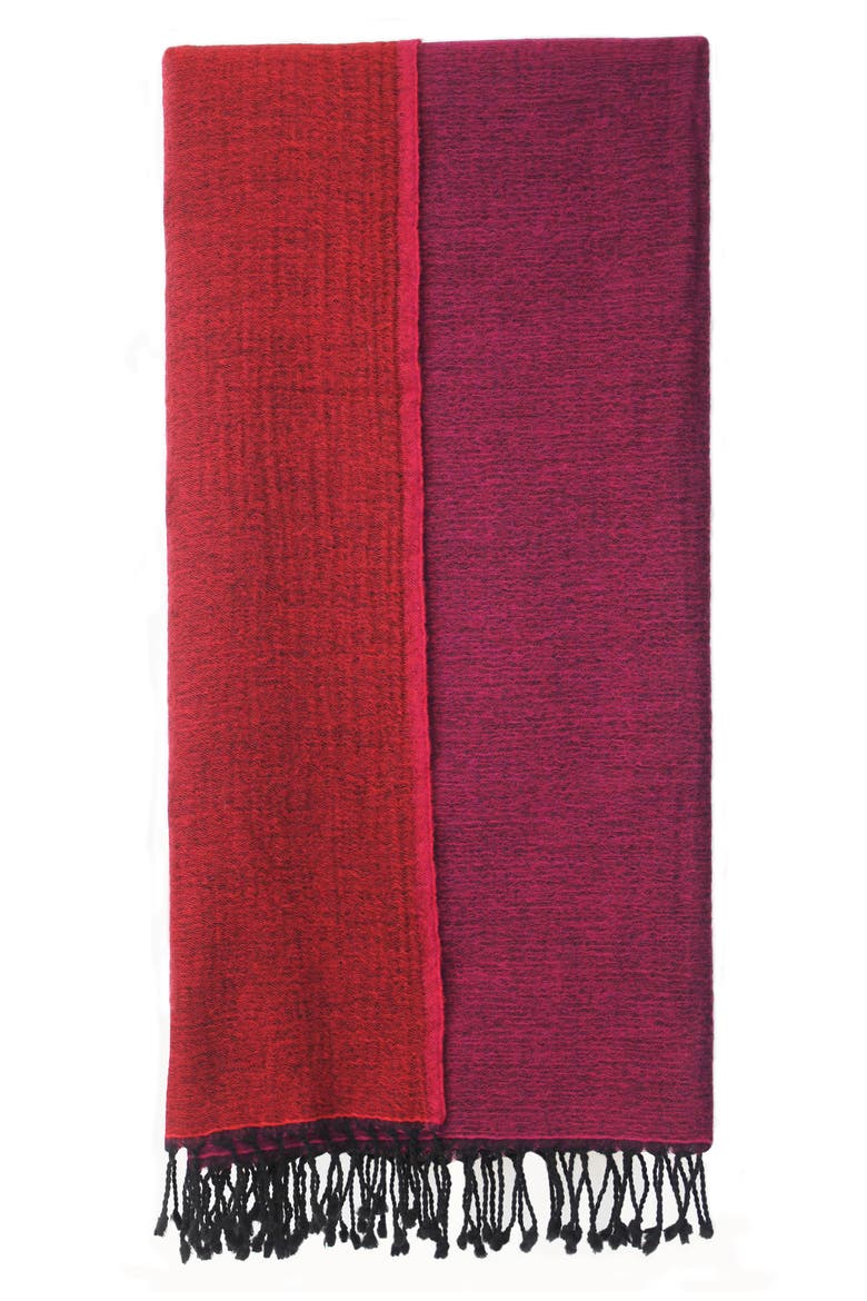 Merino Wool Reversible Throw Blanket, Alternate, color, BURGUNDY AND PLUM