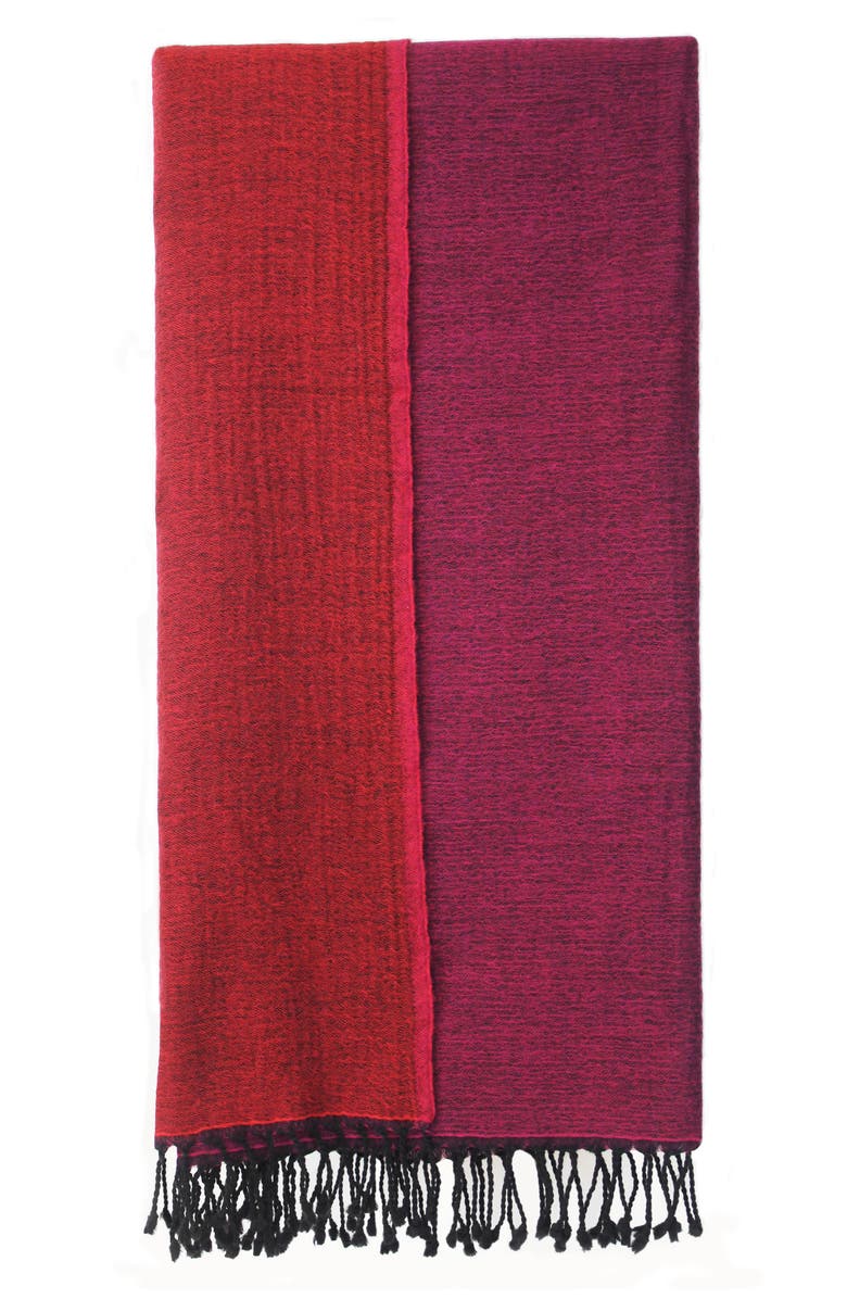 MELANGE HOME Merino Wool Reversible Throw Blanket, Alternate, color, Burgundy And Plum