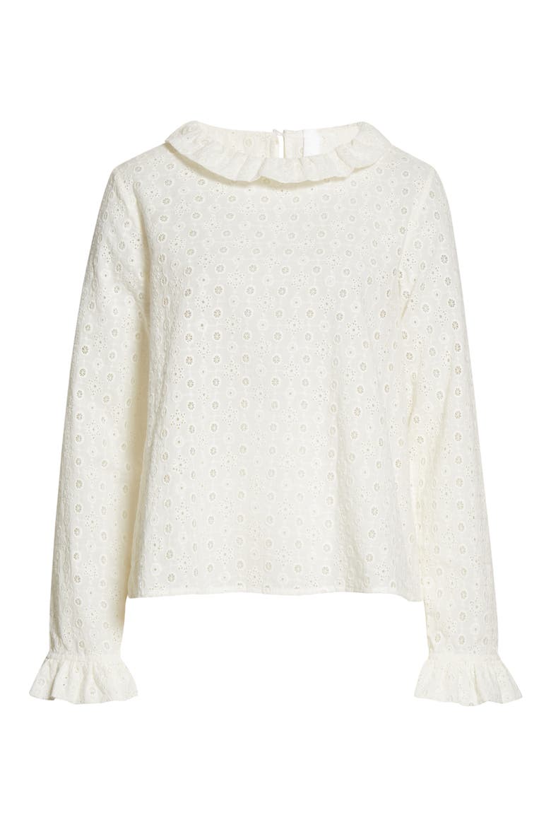 Boyce Eyelet Ruffle Blouse, Alternate, color, IVORY