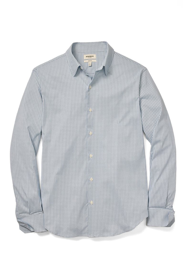 Tech Slim Fit Solid Button-Up Shirt, Alternate, color, HENRY MICRO CHECK C11