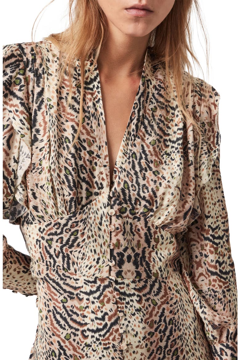 Lia Arietta Mixed Print Long Sleeve Cotton Blend Shirtdress, Alternate, color, ECRU WHITE