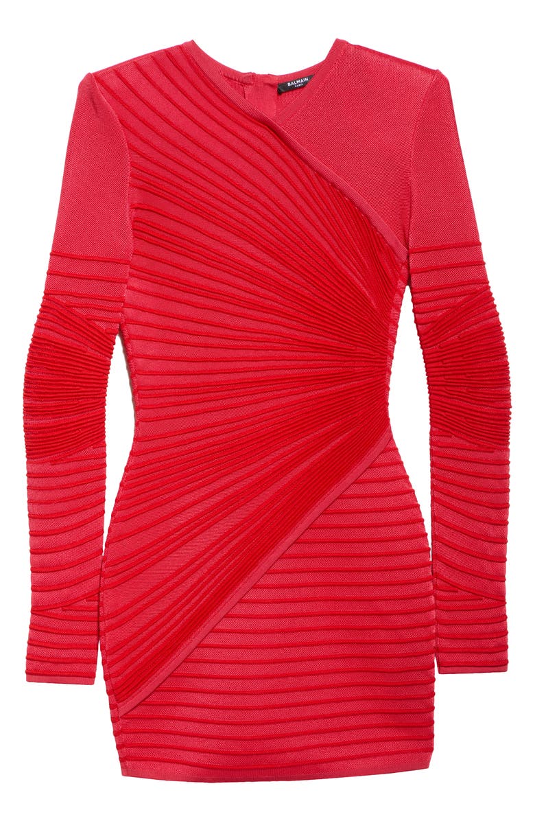 Balmain Two-Tone Long Sleeve Knit Minidress, Alternate, color, Pink/ Red
