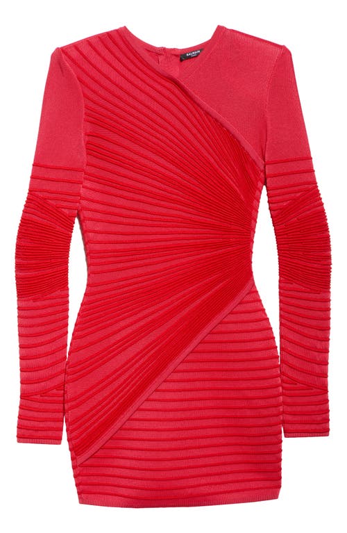 Balmain Two-tone Long Sleeve Knit Minidress