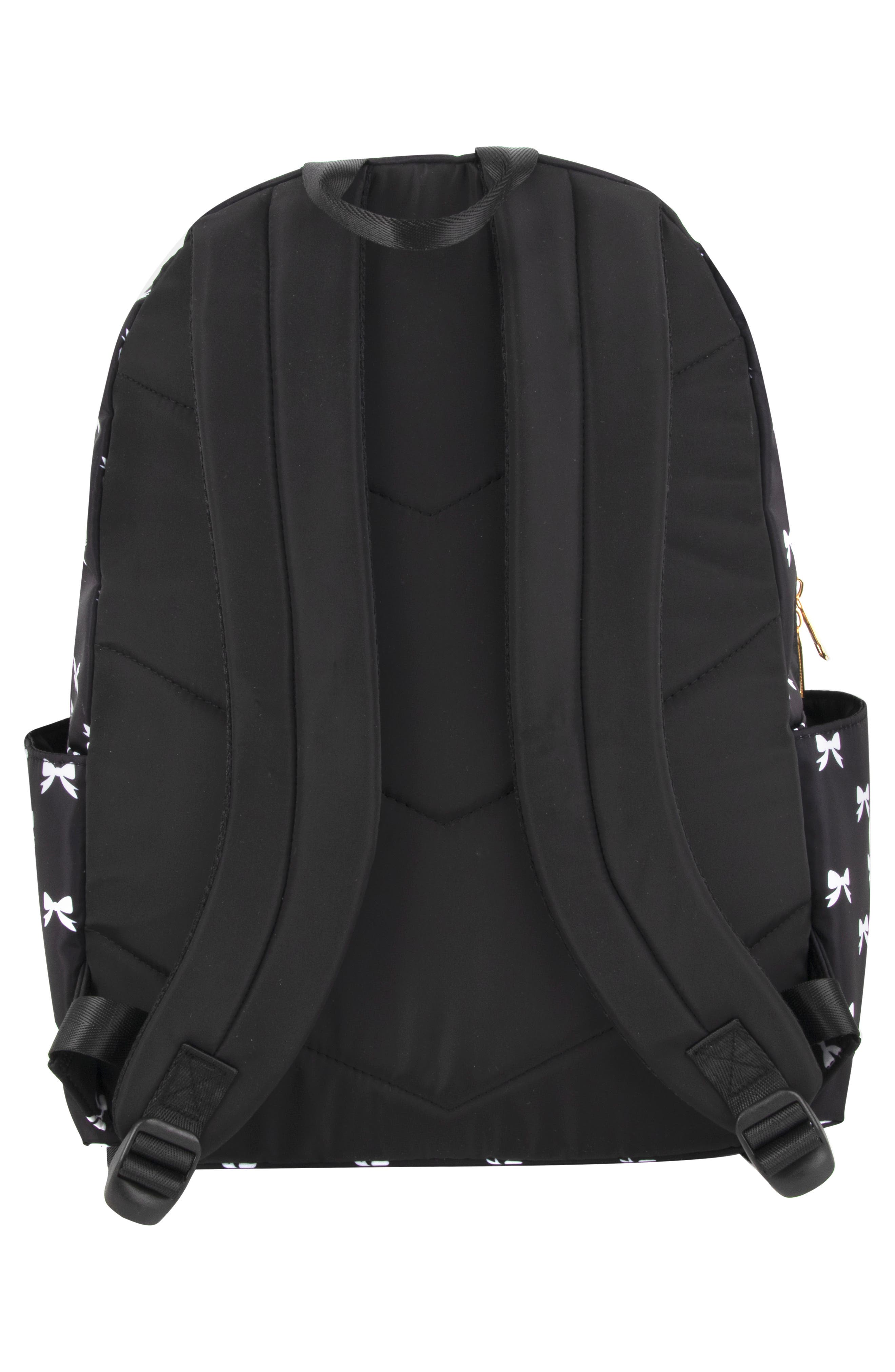 Jessica Simpson Bow Print Nylon Backpack, Alternate, color, Black