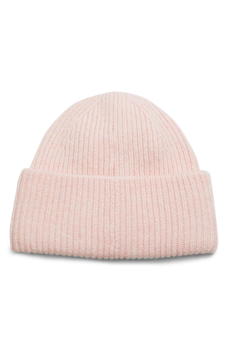 Acne Studios Face Patch Rib Wool Beanie, Alternate, color, Faded Pink Melange