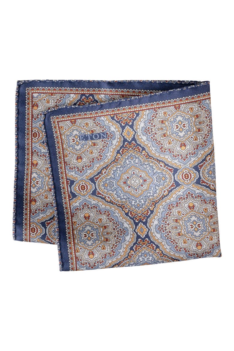 Two Face Silk Pocket Square, Main, color, NAVY