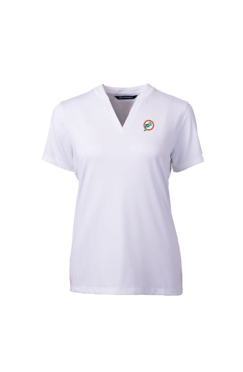 Cutter & Buck Women's Cutter & Buck White Miami Dolphins Throwback Logo Forge Blade V-Neck Polo, Alternate, color, 
