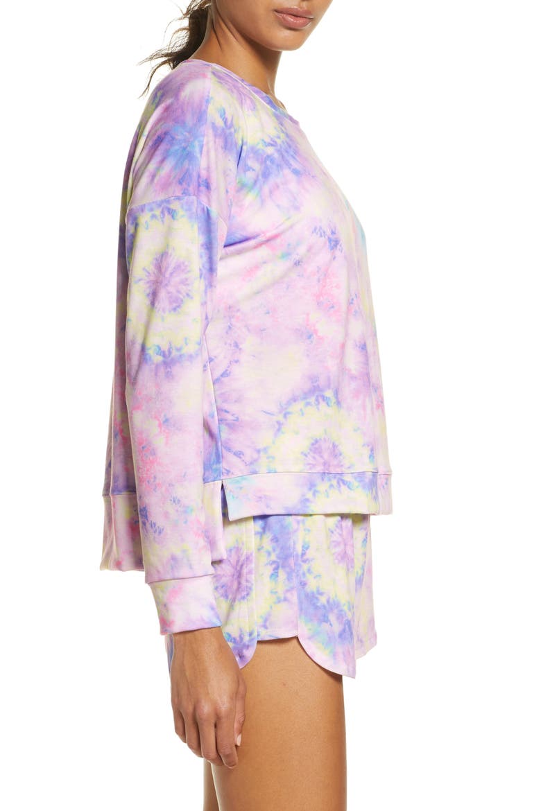 High/Low Sweatshirt, Alternate, color, YELLOW NEON TIE DYE