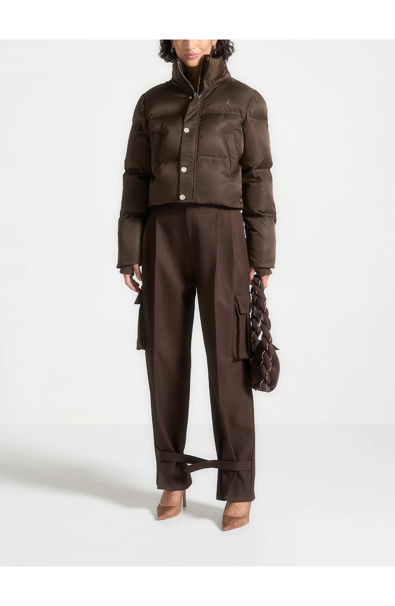 Manière De Voir Maeva Nylon Eiffel Cropped Puffer Jacket, Alternate, color, 