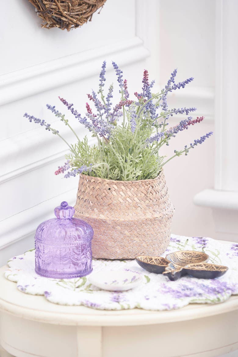 Lavender Decorative Glass Keepsake Container Box 4.33", Alternate, color, Purple
