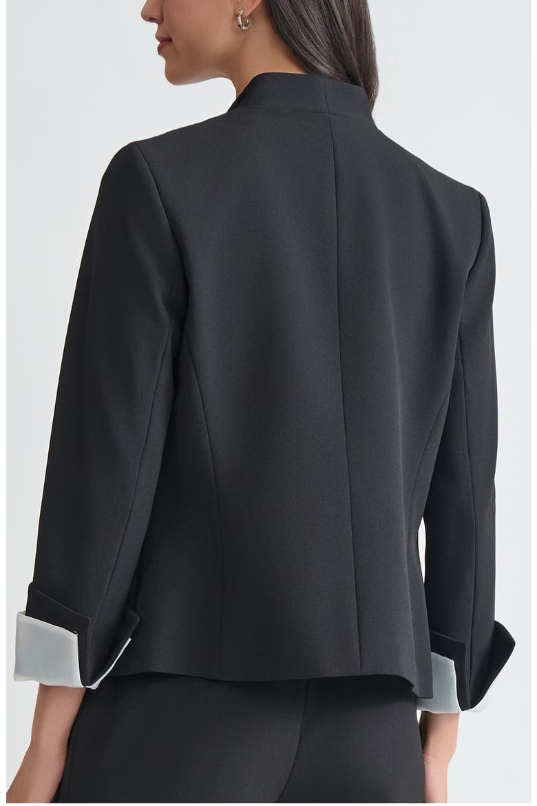 Winged Lapel Three-Button Blazer, Alternate, color, BLACK/ VANILLA ICE