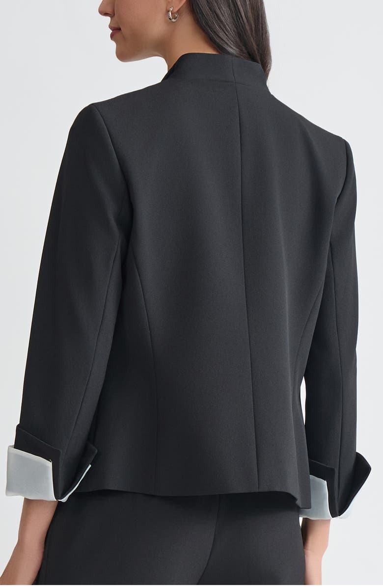 KASPER Winged Lapel Three-Button Blazer, Alternate, color, Black/ Vanilla Ice