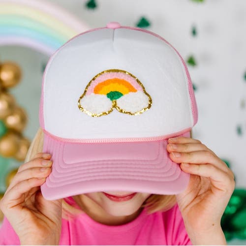 Shop Sweet Wink Rainbow Patch Trucker Hat In Pink/white