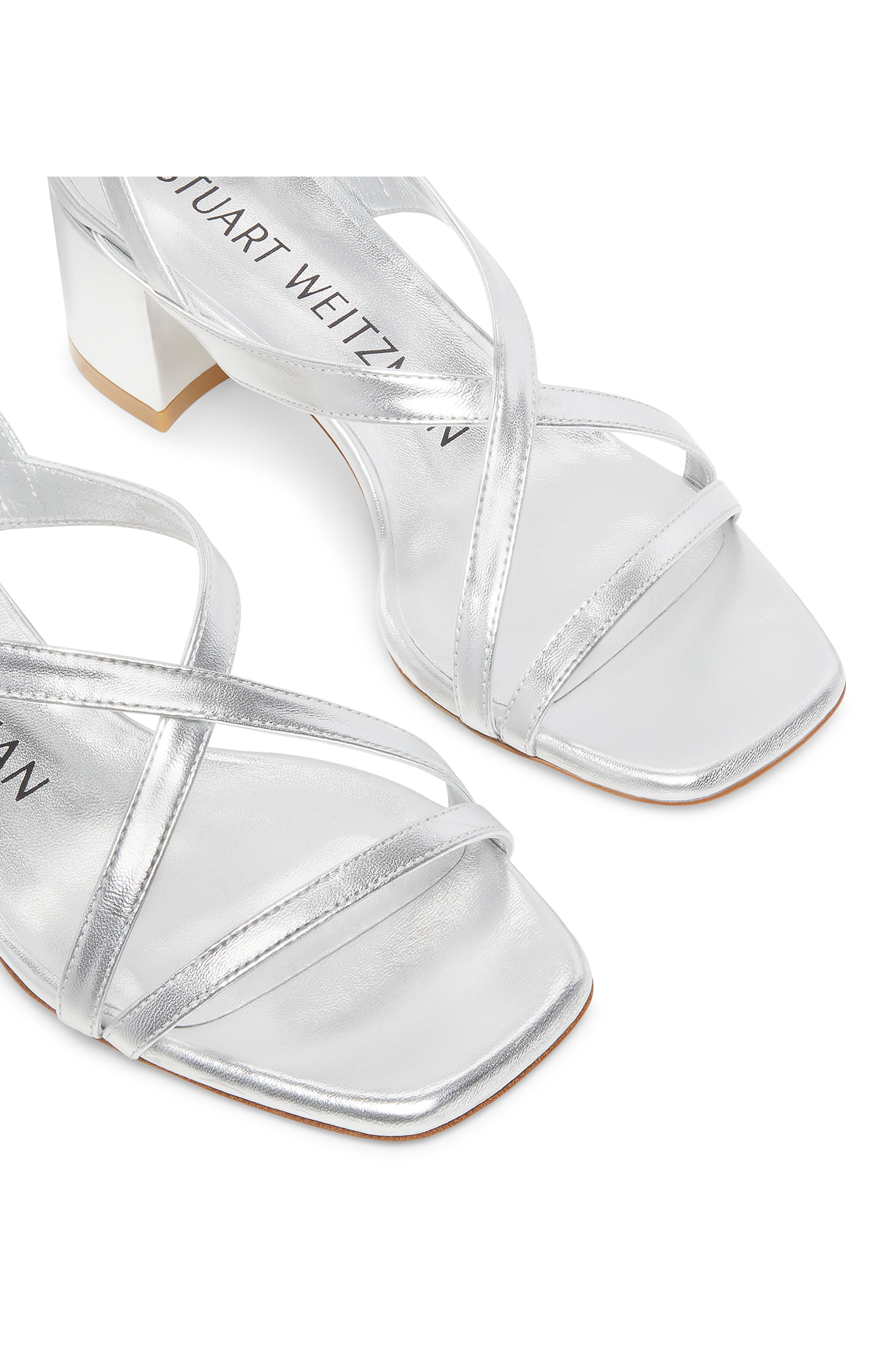 Stuart Weitzman Oasis 50 Block Sandal, Alternate, color, Silver