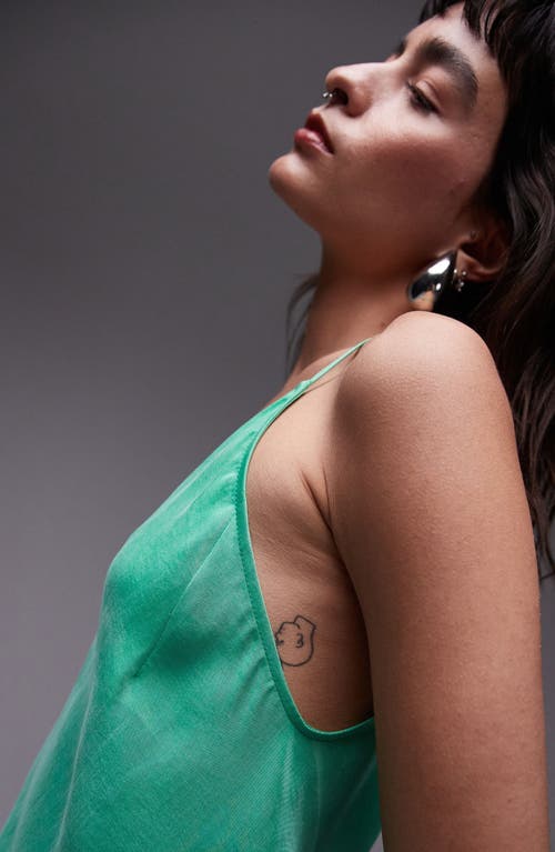 Topshop One-shoulder Bias-cut Maxi Dress In Medium Green